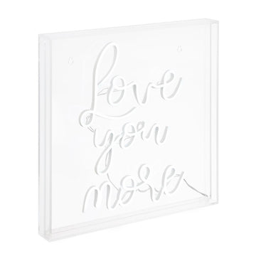 Love You More Square Contemporary Glam Acrylic Box USB Operated LED Neon Light - JONATHAN Y